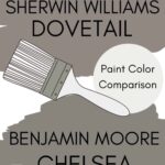 SW Dovetail vs BM Chelsea Gray paint color comparison Pinterest graphic