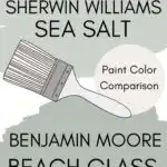 SW Sea Salt vs BM Beach Glass paint color comparison Pinterest graphic