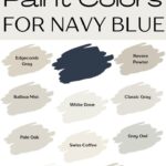 BM paint colors that go with navy blue pinterest graphic