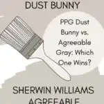 PPG Dust Bunny vs Agreeable gray paint color comparison pinterest graphic