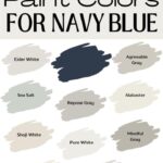 SW paint colors that go with navy blue pinterest graphic