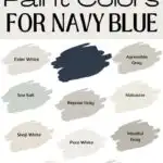 SW paint colors that go with navy blue pinterest graphic