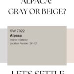 Sherwin Williams Alpaca Gray or Beige - Pinterest Graphic