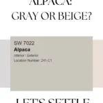 Sherwin Williams Alpaca Gray or Beige - Pinterest Graphic