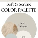 PPG Whiskers Soft & Serene paint Color Palette - Pinterest Graphic