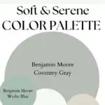 BM Coventry Gray Soft & Serene paint Color Palette - Pinterest graphic