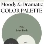 PPg Farm Fresh Moody & Dramatic paint Color Palette - Pinterest graphic
