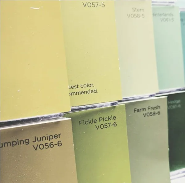 green paint swatches