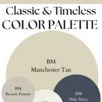 BM Manchester tan Classic & Timeless paint Color Palette - Pinterest graphic
