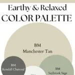 BM Manchester tan Earthy & Relaxed paint Color Palette - Pinterest graphic