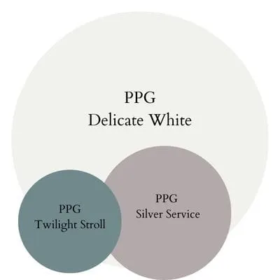 PPG Delicate Coastal Calm paint Color Palette - Pinterest graphic