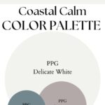 PPG Delicate White Coastal Calm paint Color Palette - Pinterest graphic