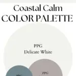 PPG Delicate White Coastal Calm paint Color Palette - Pinterest graphic