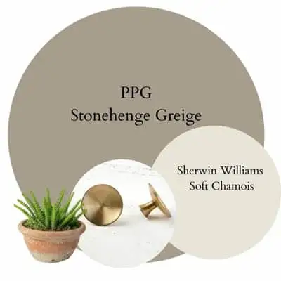PPG Stonehenge Greige Cozy Warm paint Color Palette - Pinterest graphic
