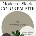 PPG Stonehenge Greige Modern Sleek Palette paint Color Palette - Pinterest graphic