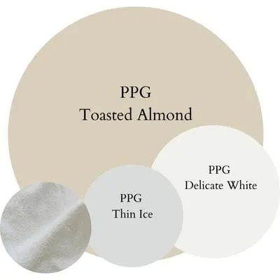 PPG Toasted Almond Light Airy paint Color Palette - Pinterest graphic
