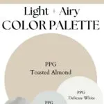 PPG Toasted Almond Light Airy paint Color Palette - Pinterest graphic