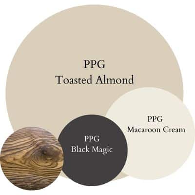 PG Toasted Almond Modern Contrast paint Color Palette - Pinterest graphic 