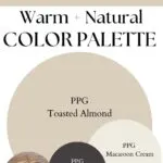 PPG Toasted Almond warm paint Color Palette - Pinterest graphic