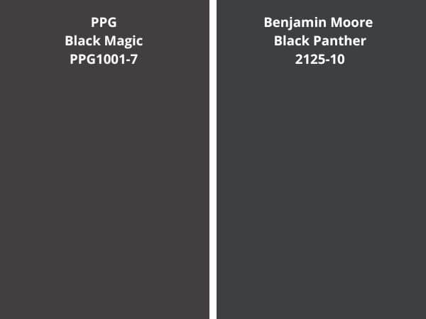 Black magic vs Black Panther color comparison digital swatch