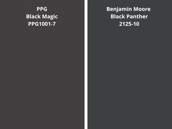 Black magic vs Black Panther color comparison digital swatch