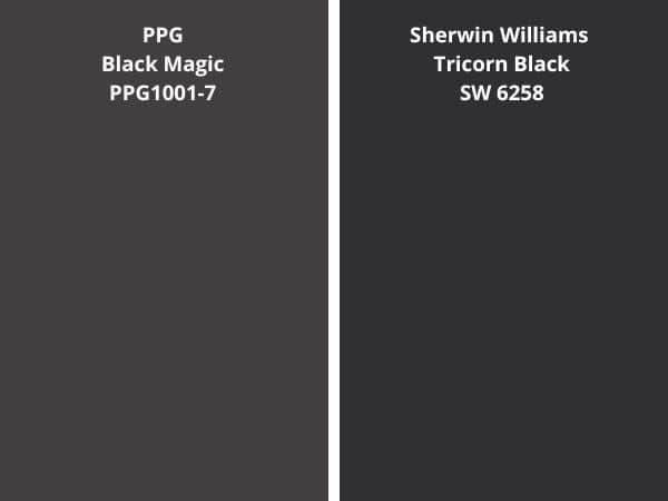 Black magic vs tricorn black color comparison digital swatch