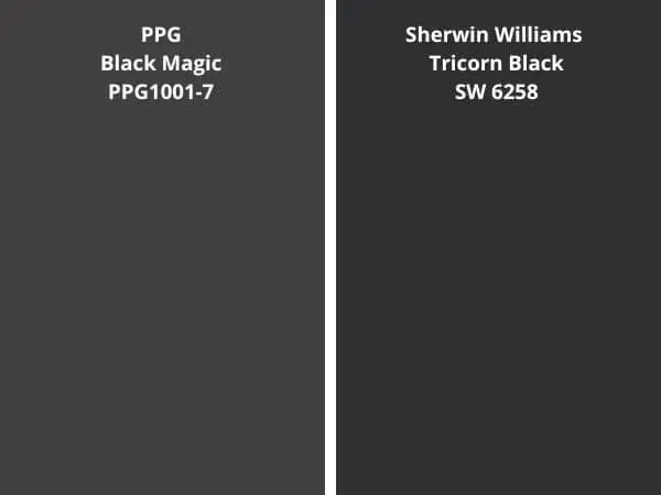 Black magic vs tricorn black color comparison digital swatch