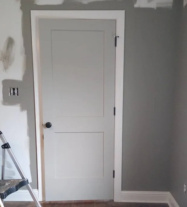 a gray painted door