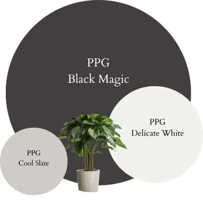 PPG Black Magic Modern Contrast Palette paint Color Palette - Pinterest graphic