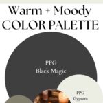 PPG Black Magic Warm & Moody paint Color Palette - Pinterest graphic