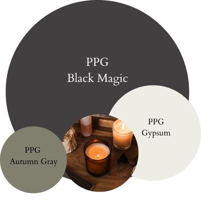 PPG Black Magic Warm & Moody paint Color Palette - Pinterest graphic