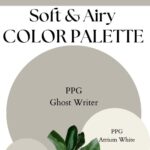 PPG Ghost Writer Soft & Airy Palette paint Color Palette - Pinterest graphic