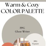 PPG Ghost Writer Warm & Cozy Palette paint Color Palette - Pinterest graphic