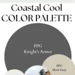 PPG Knight's armor Coastal Cool paint Color Palette - Pinterest graphic