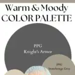 PPG Knight's armor Warm & Moody paint Color Palette - Pinterest graphic