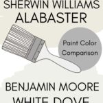 Side-by-side comparison of Sherwin Williams Alabaster and Benjamin Moore White Dove. A paint color expert’s guide from West Magnolia Charm