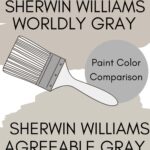 Side-by-side comparison of Sherwin Williams Worldy Gray and Sherwin Williams Agreeable A paint color expert’s guide from West Magnolia Charm