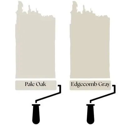 Pale oak vs Edgecomb Gray digital swatches