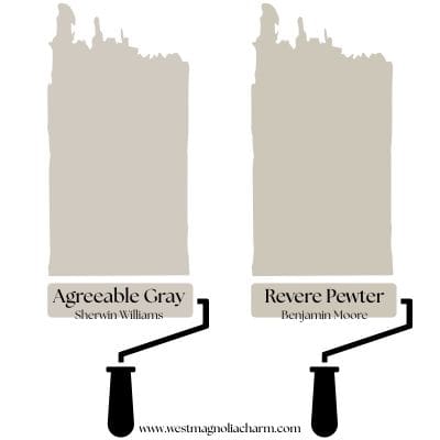 Agreeable Gray vs Revere Pewter digital swatches