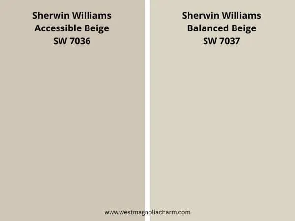 Balanced BEige and Accessible Beige color comparison digital swatch