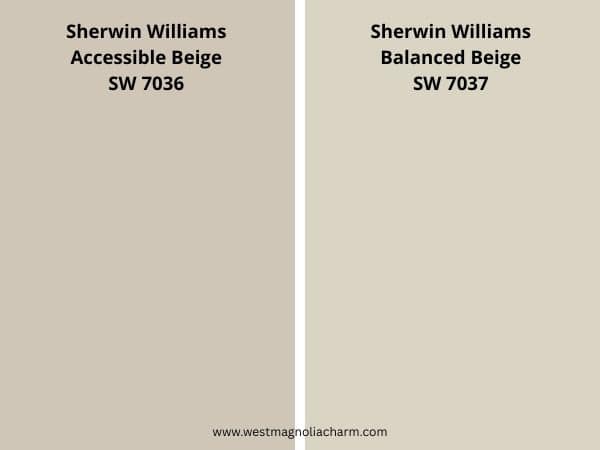 Balanced BEige and Accessible Beige color comparison digital swatch