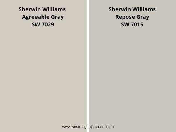 Agreeable Gray and Repose Gray color comparison digital swatch