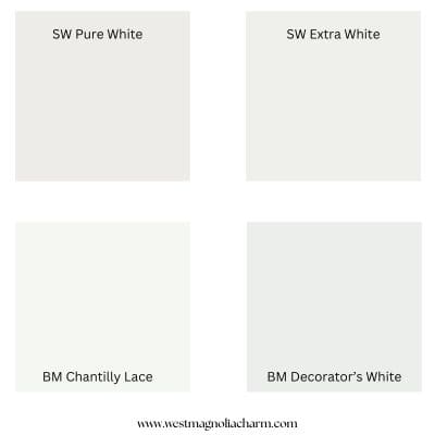 white paint colors for trim - digital swatches