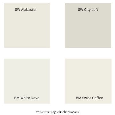 white paint colors for trim - digital swatches