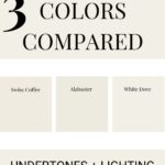 3 white paint colors compared Alabaster vs Swiss Coffee vs White Dove - Pinterest Graphic