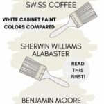 Alabaster vs Swiss Coffee vs White Dove White Cabinet Paint Colors Compared graphic