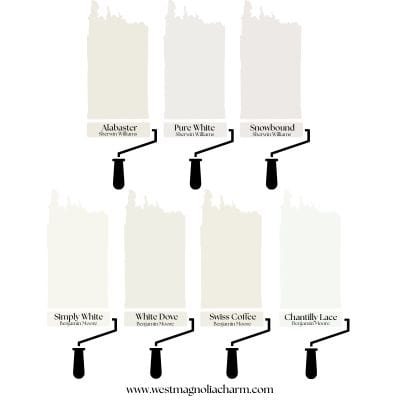 best white paint colors for cabinets - digital swatches